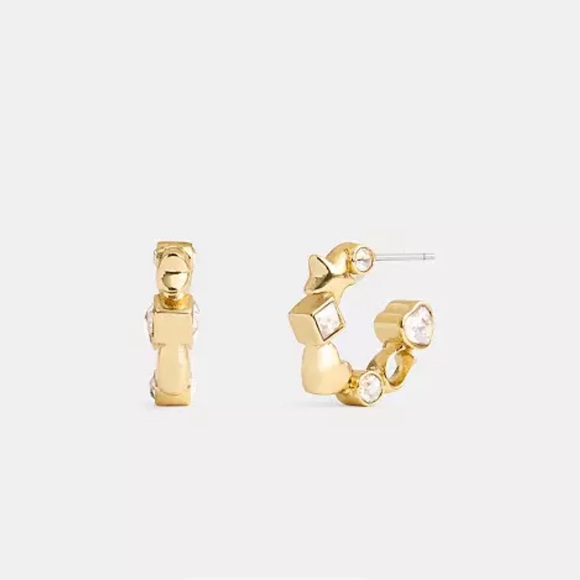 Coach Gold Star Heart Mix Huggie Earrings - Picture 1 of 5